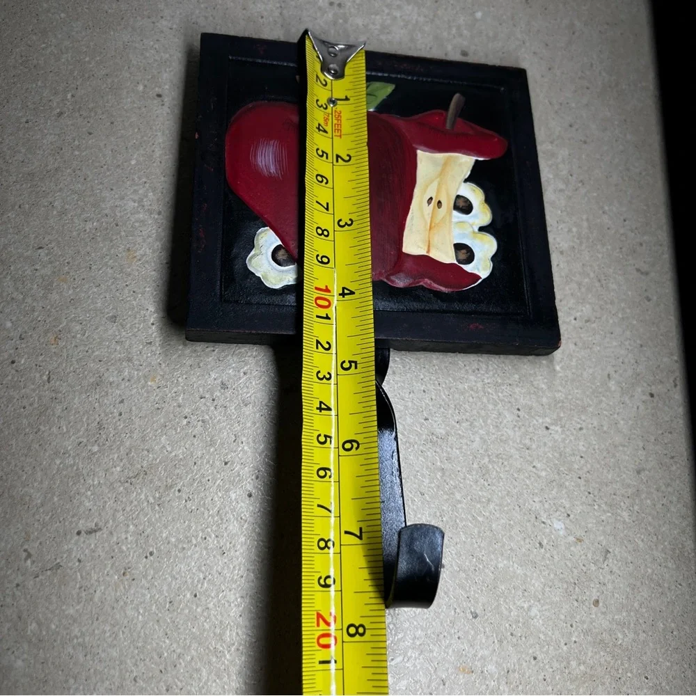 Vintage Handpainted Country Apple Wrought Iron Heavy Duty Multipurpose Hook